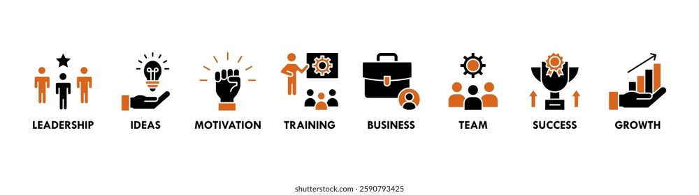 Learn and lead banner web icon vector illustration concept with icon of leadership, ideas, motivation, training, business, team, success, and growth