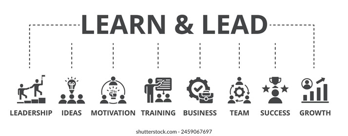 Learn and Lead concept icon illustration contain leadership, ideas, motivation, training, business, team, success and growth.