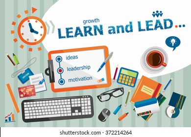 Learn and Lead design concept. Typographic poster. Learn and Lead concepts for web banner and printed materials.