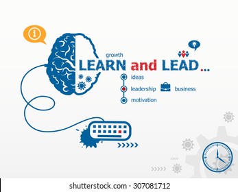 Learn and Lead design illustration concepts for business, consulting, finance, management, career.  