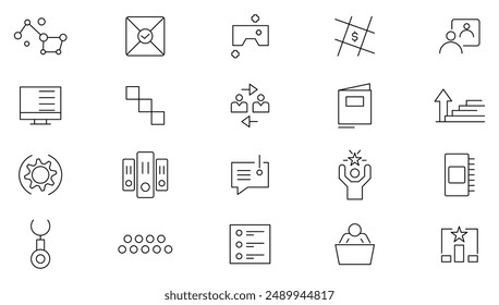 Learn and lead line icon set. Leadership, training, leader, delegation, control, responsibility, knowledge, study, grow, development and exploration outline icons collection. UI thin outline icon set.
