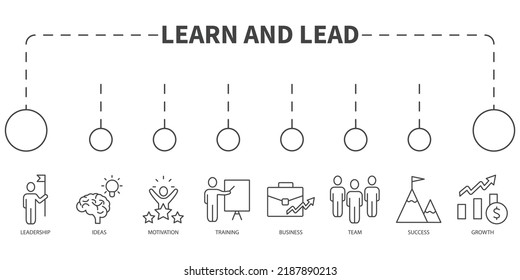 learn and lead Vector Illustration concept. Banner with icons and keywords . learn and lead symbol vector elements for infographic web