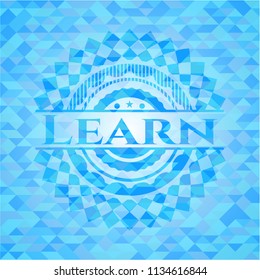 Learn light blue mosaic emblem