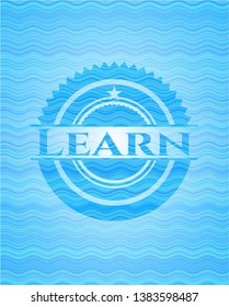 Learn light blue water emblem background. Vector Illustration. Detailed.