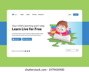 Learn live for free landing page design.