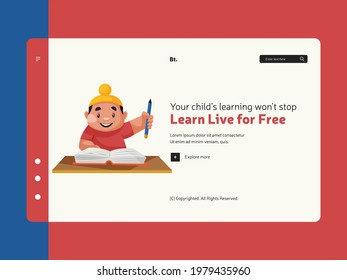 Learn live for free landing page design.