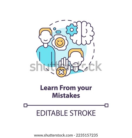 Learn from mistakes concept icon. Mind shift. Overcoming confirmation bias tip abstract idea thin line illustration. Isolated outline drawing. Editable stroke. Arial, Myriad Pro-Bold fonts used