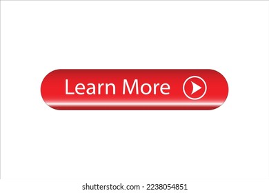 Learn more button, learn more icon. red and white