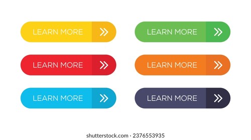 Learn More Buttons. Learn More button set vector