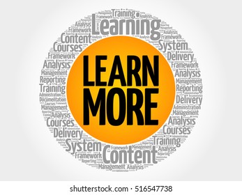 Learn More circle word cloud, business concept