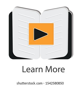 Learn more icon on white background. Creative idea design. Flat vector illustration use for your project.