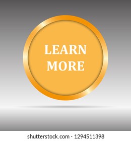 Learn more icon. Vector illustration of shiny circular web button.