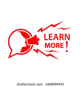 Learn more with megaphone. illustration in vector format. Flat design