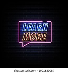 Learn More Neon Signs Style Text Vector