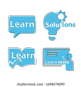 Learn, learn more, solutions icon design template
