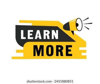 Learn more speech bubble icon flat style. Banner design for business, marketing. Vector label.

