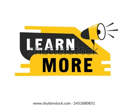 Learn more speech bubble icon flat style. Banner design for business, marketing. Vector label.
