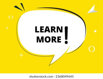 Learn more speech bubble text. Hi There on bright color for Sticker, Banner and Poster. vector illustration.