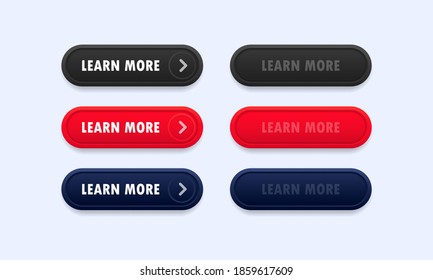 Learn more web site button set. Vector on isolated white background. EPS 10