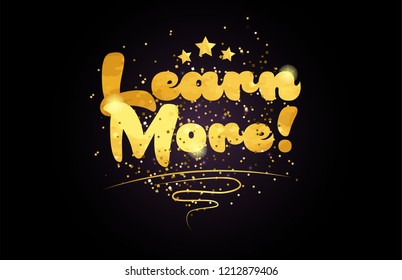 learn more word with star and golden color suitable for card icon or typography logo design