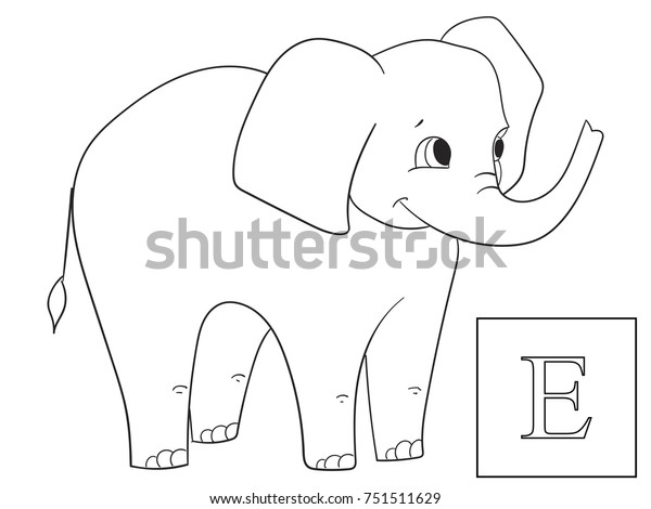 learn name african animals inscription elephant stock vector