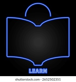 learn neon sign, modern glowing banner design, colorful modern design trends on black background. Vector illustration.