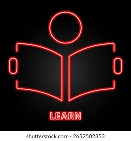 learn neon sign, modern glowing banner design, colorful modern design trends on black background. Vector illustration.