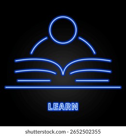 learn neon sign, modern glowing banner design, colorful modern design trends on black background. Vector illustration.