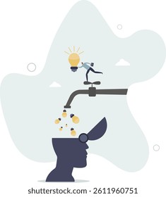 Learn new skills, create new ideas or innovative solution, education and knowledge or imagination and creativity to think like genius concept.flat character life .