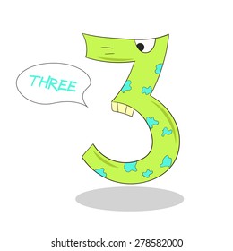 Learn numbers educational children game vector illustration number three