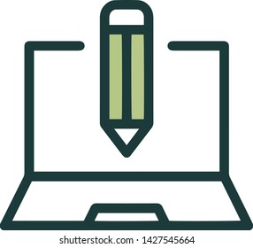 Learn on computer icon flat style illustration isolated on white background
