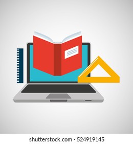learn online school book ruler vector illustration eps 10