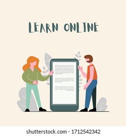 Learn Online vector illustration in colorful modern flat style