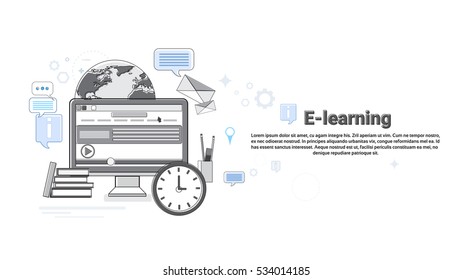 Learn Online Web Education Banner Vector Illustration