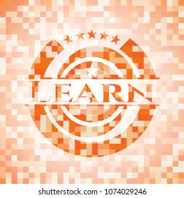  Learn orange mosaic emblem with background