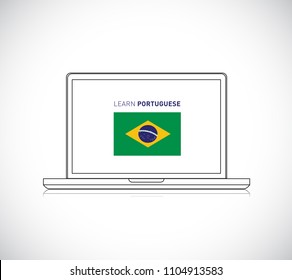 learn portuguese online sign. Vector Illustration. isolated over white background
