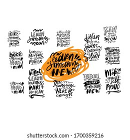  Aprende. Citas para biblioteca, librería. Grabado manual para tu diseño.
