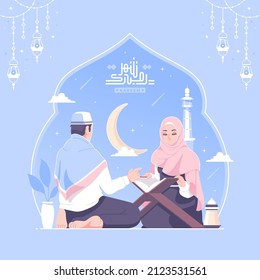 learn to read quran in ramadan illustration design arabic callygraphy means ramadan