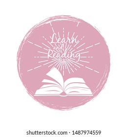 Learn and reading grunge label or badge vector design