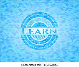 Learn realistic sky blue mosaic emblem