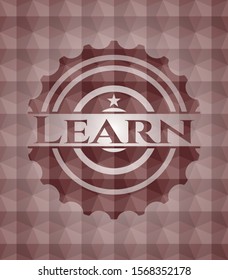 Learn red emblem with geometric pattern. Seamless.