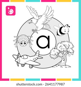 Learn and repeat vowel a, ready for print and color.