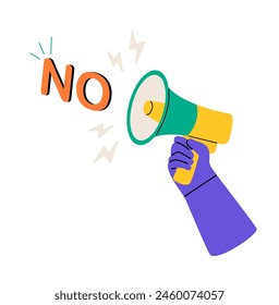 Learn to say no, leadership skill to manage workload. Colorful vector illustration
