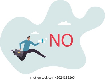 Learn to say no, leadership skill to manage workload, refuse to do wrong thing or time management .character for design.