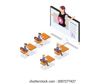 Learn Sex Education Online Isometric 3d Vector Concept For Banner, Website, Illustration, Landing Page, Flyer, Etc.