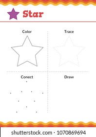  Learn shapes and geometric figures. Preschool or kindergarten worksheet. Vector illustration