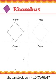  Learn shapes and geometric figures. Preschool or kindergarten worksheet. Vector illustration