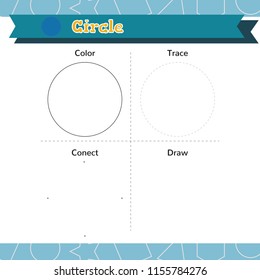  Learn Shapes And Geometric Figures. Preschool Or Kindergarten Worksheet. Vector Illustration