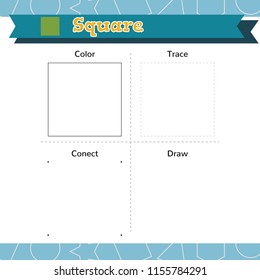  Learn Shapes And Geometric Figures. Preschool Or Kindergarten Worksheet. Vector Illustration