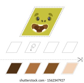 Learn shapes and geometric figures. Preschool or kindergarten worksheet for practicing motor skills. Cut and glue palette in order from light to dark or vice versa - Vector